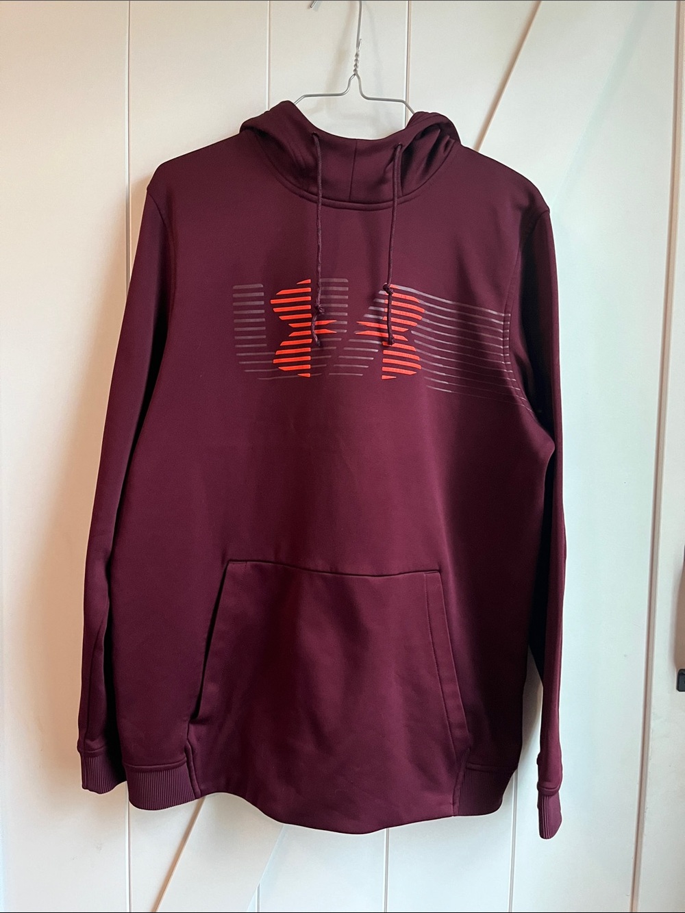 Jordan Maroon Hoodie with Orange Graphic